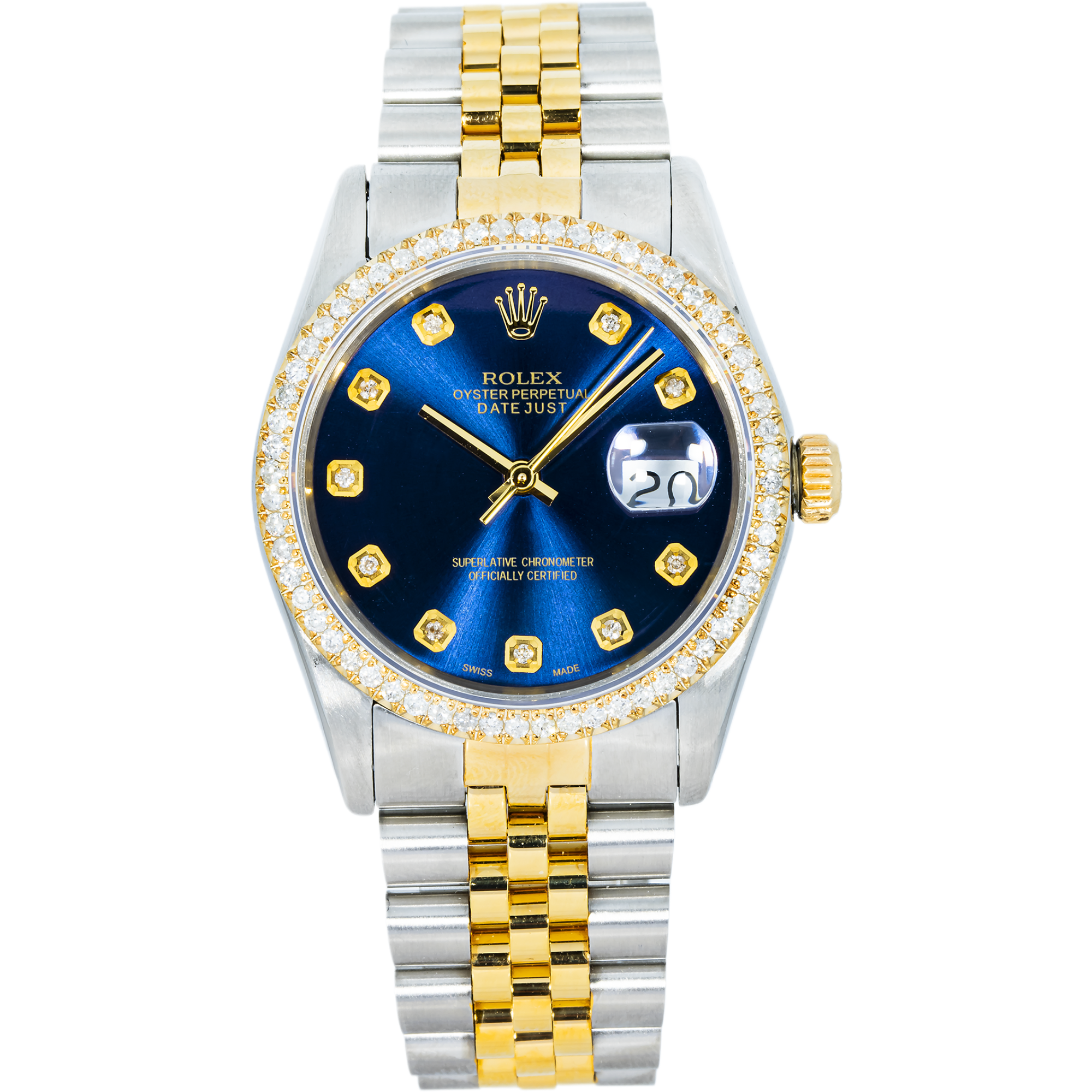 Rolex 36mm Datejust Blue Dial, Diamond Bezel