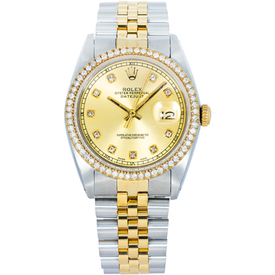 Rolex 36mm Datejust Gold Dial, Diamond Bezel