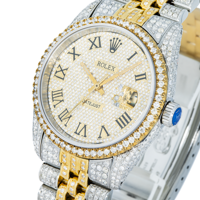 Rolex Iced Out 36mm Two Tone Yellow Single Row Bezel