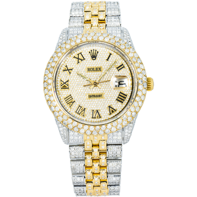 Rolex Iced Out 36mm Two Tone Yellow Double Row Bezel