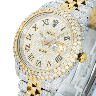 Rolex Iced Out 36mm Two Tone Yellow Double Row Bezel