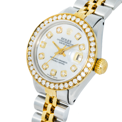 Rolex 26mm Mother of Pearl Datejust, Diamond Bezel